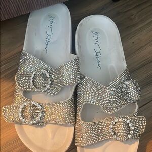 Betsey Johnson Silver Women's Slide Sandals